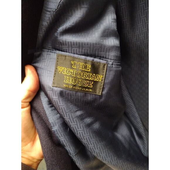 42R Halston Wool Blazer Navy Blue Sport Coat Jacket Two Button - Picture 6 of 10